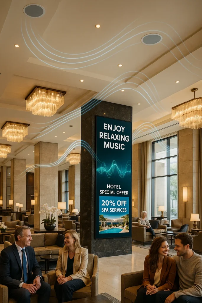 établissement hotelier Sonorisation et affichage dynamique : valorisez vos espaces et votre image